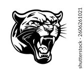 panther head outline vector, on white background