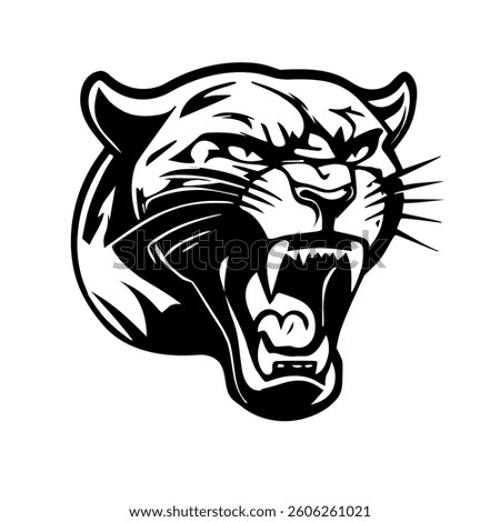 panther head outline vector, on white background