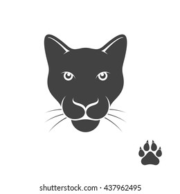 Panther head with paw print. Vector illustration eps