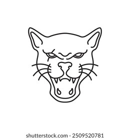 panther head roaring concept line logo design vector