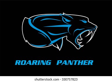 panther. panther head, roaring fang face in the dark. roaring rampage panther. muscular fang face. beast.