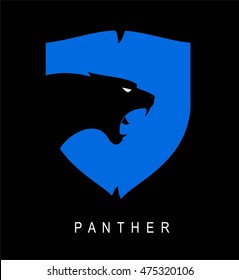 Panther. Panther head and shield.