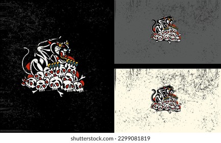 panther and head skull vector mascot design