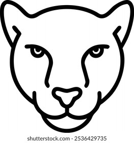 Panther head vector Art, Icon, Logo and Graphics. Panther head outline and line art illustration design. Lion head black and white.