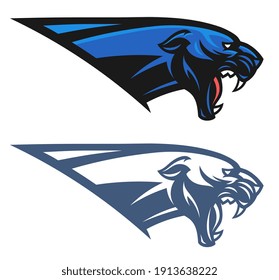 Panther head vector emblem colored and monochrome.