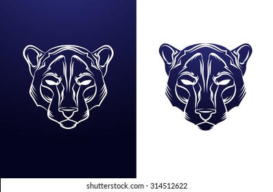 Panther Head Vintage label. Retro vector design graphic element. This is vector illustration ideal for a mascot and tattoo or T-shirt graphic.