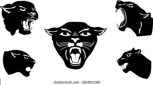 Panther heads on white background. Vector