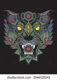 panther huichol aztec mexico graphic