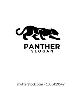 Panther Hunting Pose Black Logo Icon Design Vector Illustrator Simple