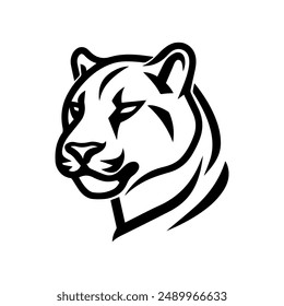 Panther icon or modern line symbol. Vector line art and icon design with bold outline. Black and white Pixel Perfect minimalistic symbol isolated white background. Silhouette simple thin sign