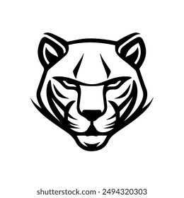 panther icon or modern line symbol. Vector line art and icon design with bold outline. Black and white Pixel Perfect minimalistic symbol isolated white background. Silhouette simple thin sign