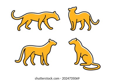 Panther icon set. Different type of lion. Vector illustration for prints, clothing, packaging, stickers.