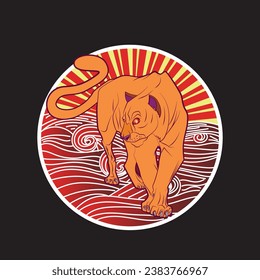 panther illustration design for sukajan is mean japan traditional cloth or t-shirt with digital hand drawn Embroidery Men T-shirts Summer Casual Short Sleeve Hip Hop T Shirt Streetwear