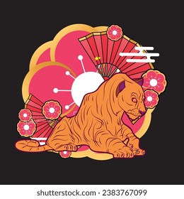 panther illustration design for sukajan is mean japan traditional cloth or t-shirt with digital hand drawn Embroidery Men T-shirts Summer Casual Short Sleeve Hip Hop T Shirt Streetwear