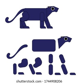 Panther Illustration Simple Flat Minimalist Vector After Effects Riggable Character