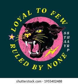 panther illustration with slogan print design