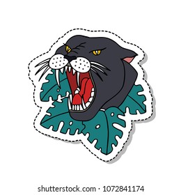 panther illustration traditional tattoo flash