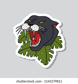panther illustration traditional tattoo flash
