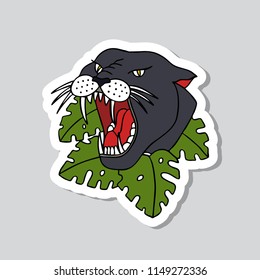 panther illustration traditional tattoo flash sticker doodle icon
