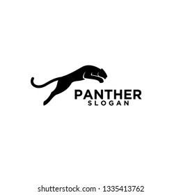 panther jump black logo icon design vector illustrator simple
