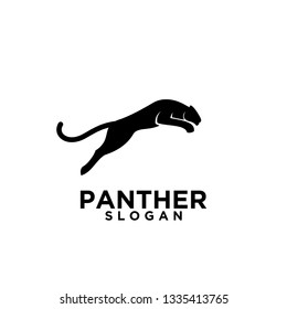 panther jump black logo icon design vector illustrator simple