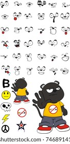 panther kid cartoon set in vector format