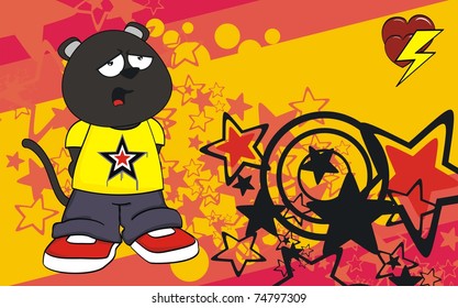 panther kid cartoon set in vector format