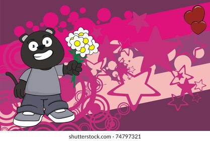panther kid cartoon set in vector format