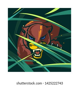 panther with leaf efect illustration concept