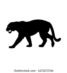 Panther leopard hunter dark silhouette animal Africa, jaguar hunter run dangerous mascot