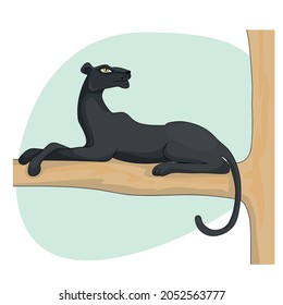 The panther lies on a branch. Vector illustration.