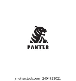 panther logo abstract design company black and white vector illustration