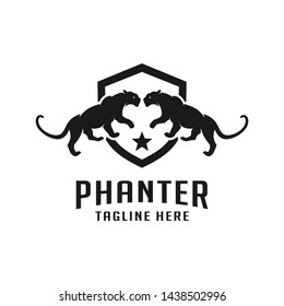 panther logo design and black shield