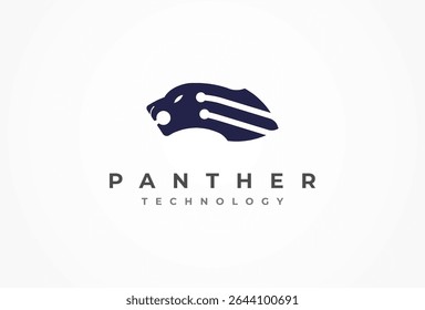 Logotipo Panther, Panther Head com design de logotipo de estilo técnico, ilustração vetorial