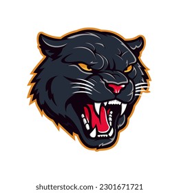 Panther. Panther logo. Illustration of a panther with an angry expression.