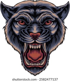 Panther logo vector illustration a beast roaring an angry mood