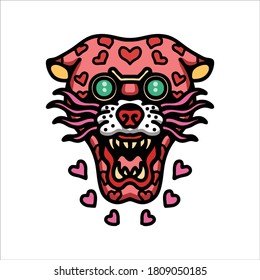 panther in love illustration vector design