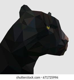 Panther in low poly triangular style. Vector illustration