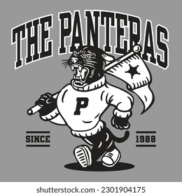 Panther Mascot Character Design in Sport Vintage Athletic Style Vector Design