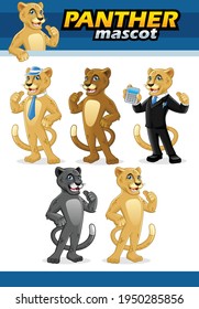 Panther Mascot Design Vector SET