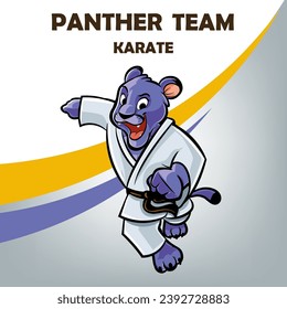 panther mascot with karate kimono cartoon logo