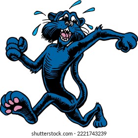 Panther Mascot Running Scared Vector Illustration