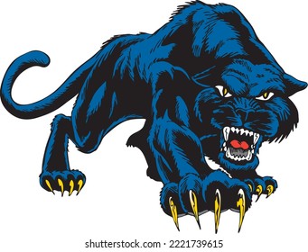 Panther Mascot Stalking Vector Illustration