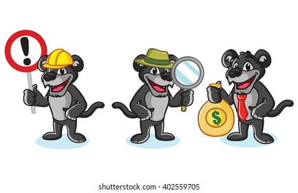 Panther Mascot Vector with money, sign and magnifying