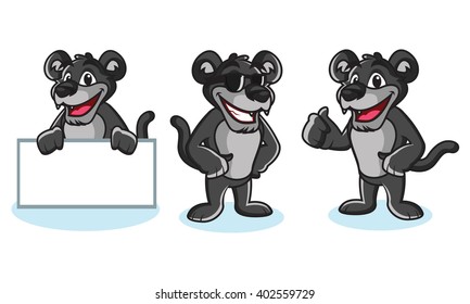 Panther Mascot Vector pose, happy and bring board