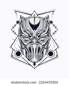 Panther mask vector illustration in black and white color