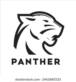 panther modern logo design black and white color 
