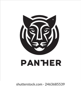 panther modern logo design black and white color 
