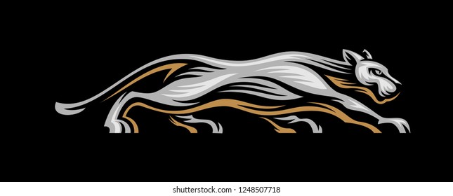 panther on black background. Vector illustration.
