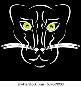 Panther on black background. Vector illustration.